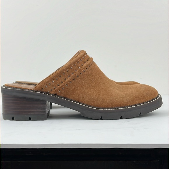 Donald Pliner Womens Sahara Studded Mules Leather Chestnut Shoes Size 8.5 - Picture 1 of 11